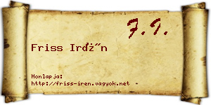 Friss Irén névjegykártya